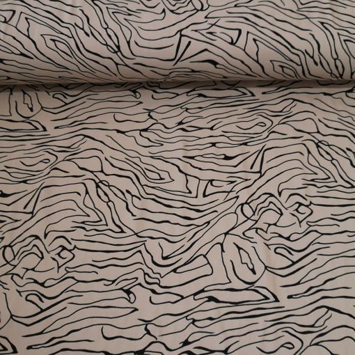 Çizgi Viskon Kumaş bej