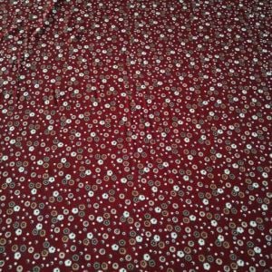 Bordo Japon Çiçekleri Viskon Kumaş