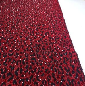 Leopar Taşlı Buzy Kumaş Bordo