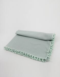 Örgü Pike Bebek Battaniyesi 100% Pamuk 110x100 ölçülerinde Yeşil