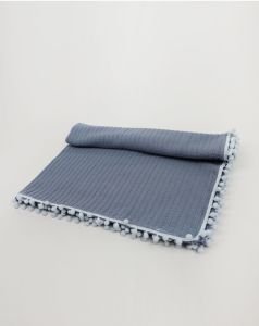 Örgü Pike Bebek Battaniyesi 100% Pamuk 110x100 ölçülerinde İndigo