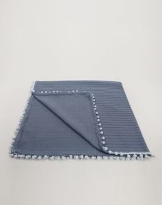 Örgü Pike Bebek Battaniyesi 100% Pamuk 110x100 ölçülerinde İndigo