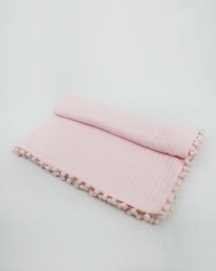 Örgü Pike Bebek Battaniyesi 100% Pamuk 110x100 ölçülerinde Pembe