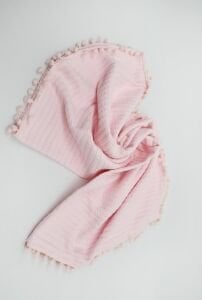 Örgü Pike Bebek Battaniyesi 100% Pamuk 110x100 ölçülerinde Pembe
