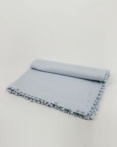 Örgü Pike Bebek Battaniyesi 100% Pamuk 110x100 ölçülerinde Mavi