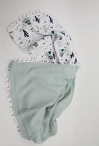 Müslin Pike Battaniye 100% pamuk 110x100 Ölçülerinde Bebek Battaniyesi