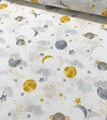 Galaksi Sarı Poplin Kumaş