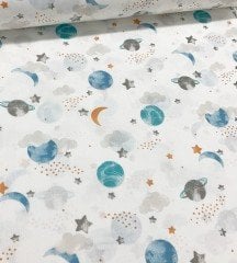 Galaksi Mint Poplin Kumaş