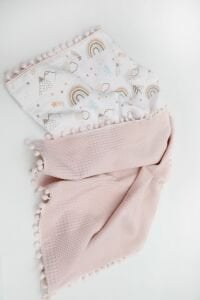 Müslin Pike Battaniye 100% pamuk 110x100 Ölçülerinde Bebek Battaniyesi