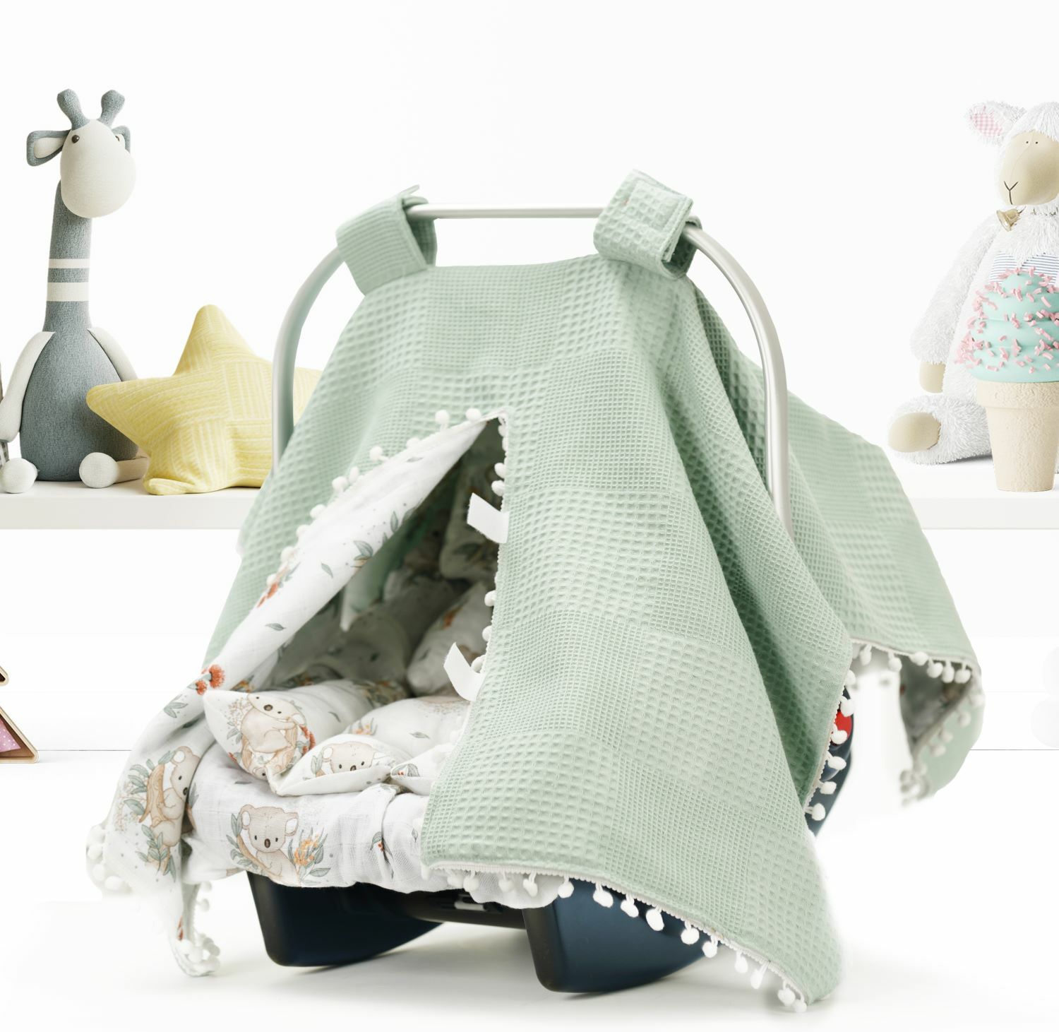 Puset Örtüsü  Minder ve Çarşafı %100 Pamuk Pike ve Müslin Kumaştan