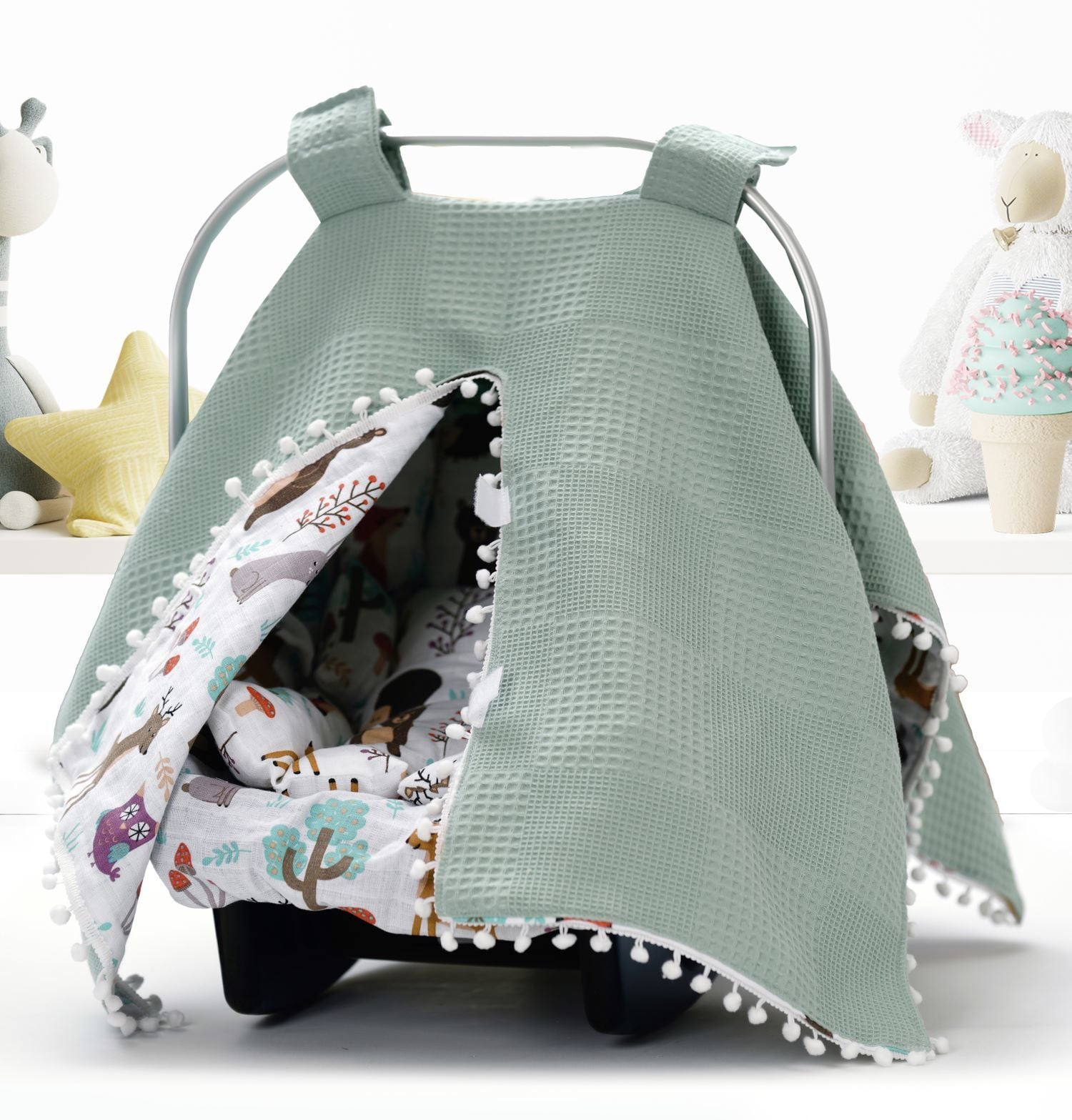 Puset Örtüsü  Minder ve Çarşafı %100 Pamuk Pike ve Müslin Kumaştan