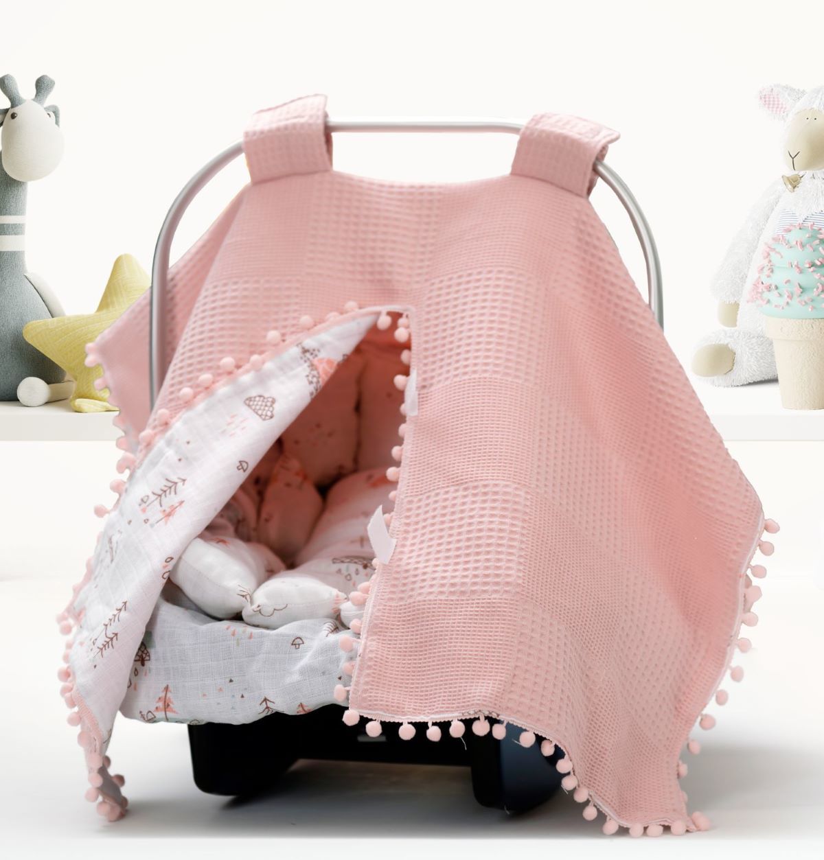 Puset Örtüsü  Minder ve Çarşafı %100 Pamuk Pike ve Müslin Kumaştan