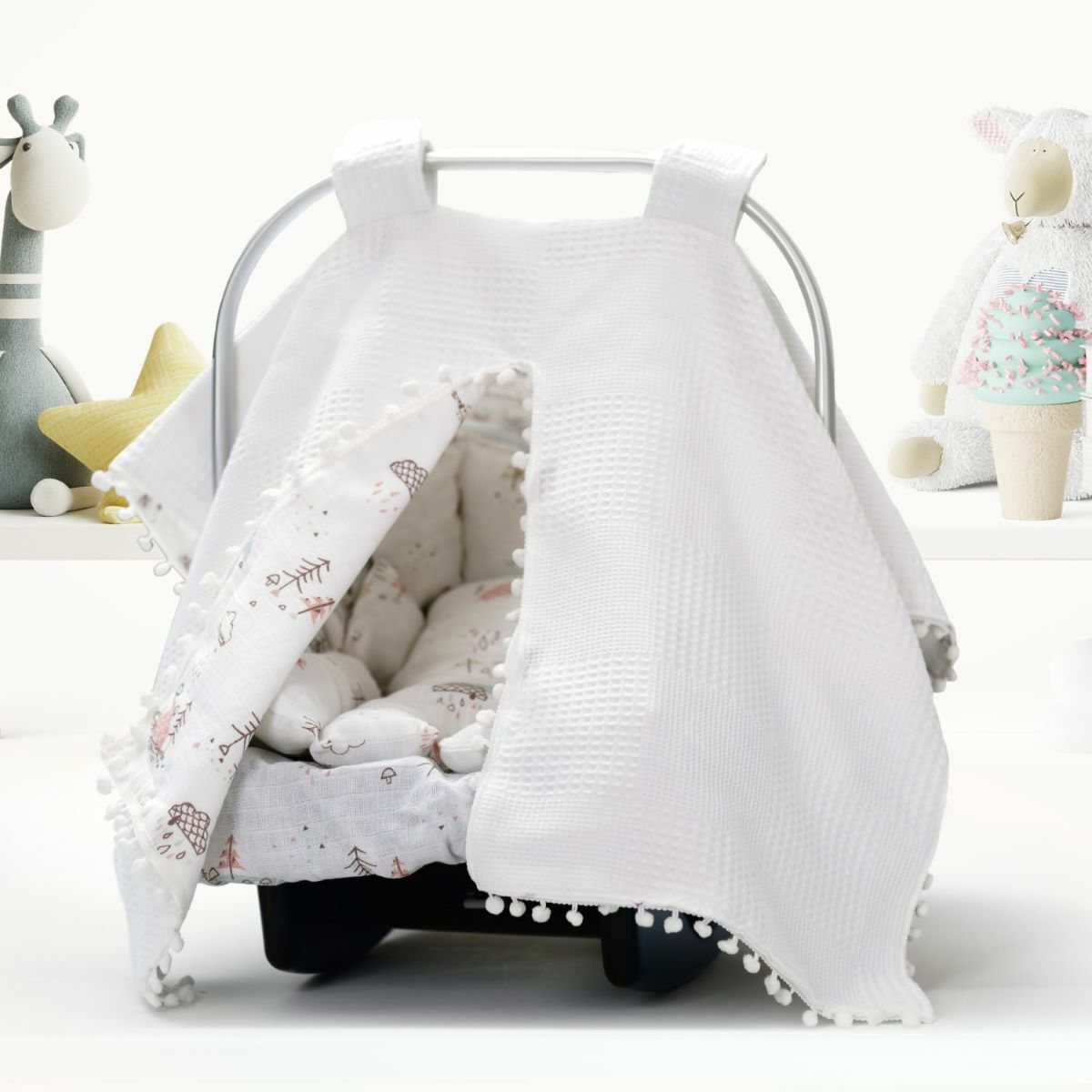 Puset Örtüsü  Minder ve Çarşafı %100 Pamuk Pike ve Müslin Kumaştan