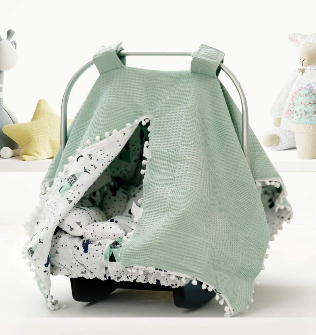 Puset Örtüsü  Minder ve Çarşafı %100 Pamuk Pike ve Müslin Kumaştan