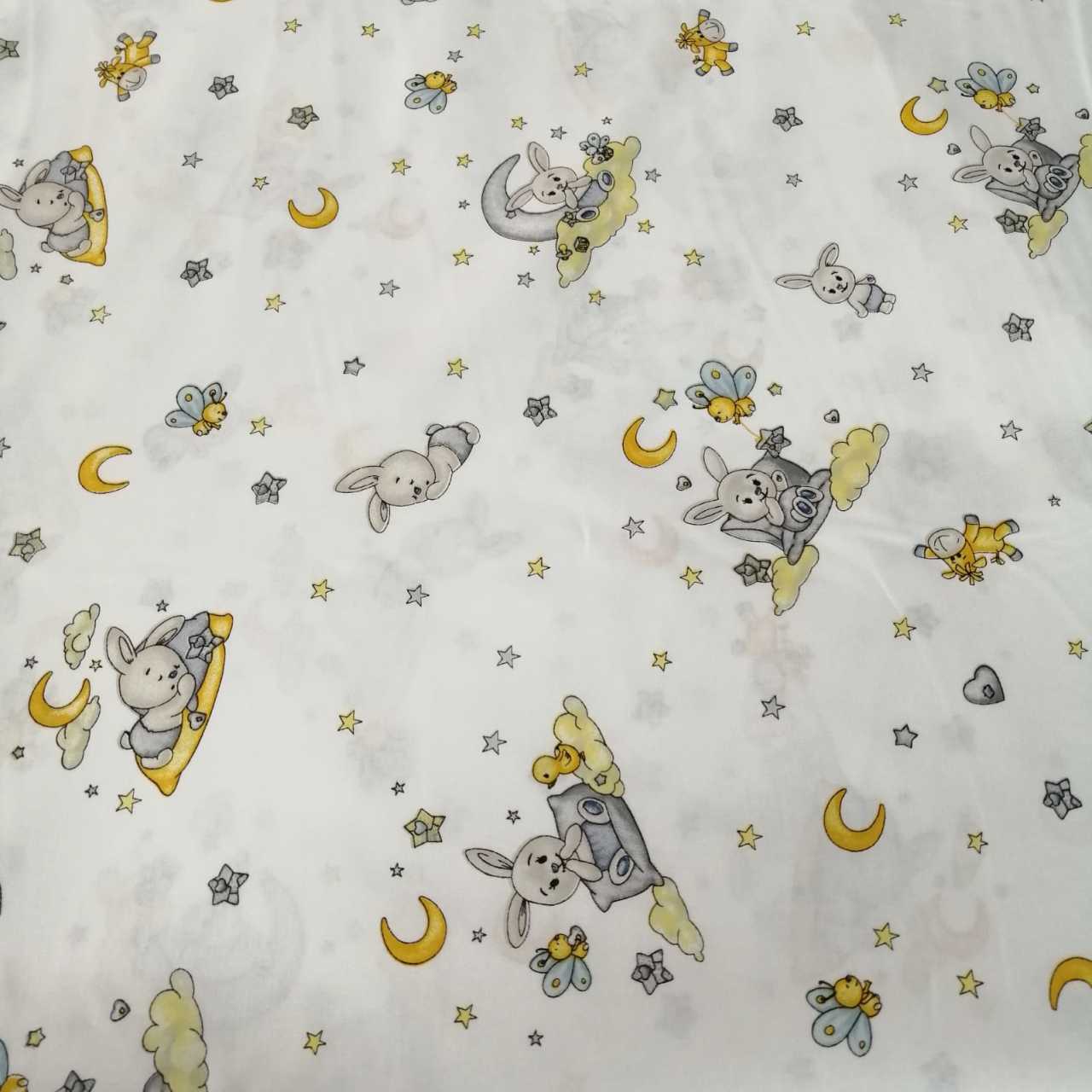 Uykucu Tavşanlar Poplin Kumaş