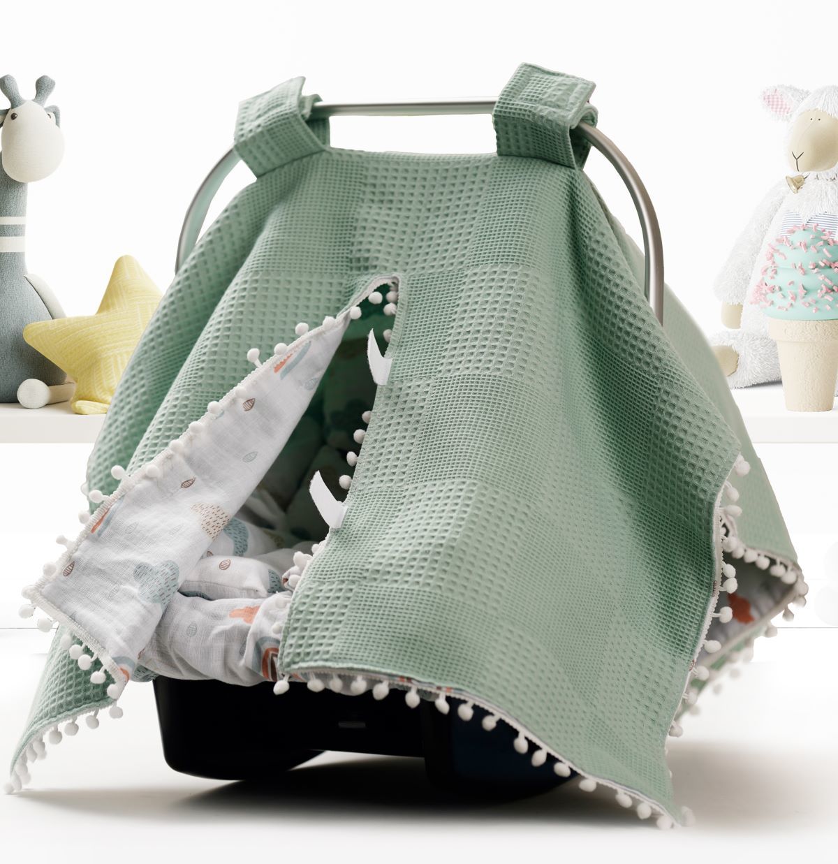 Puset Örtüsü  Minder ve Çarşafı %100 Pamuk Pike ve Müslin Kumaştan