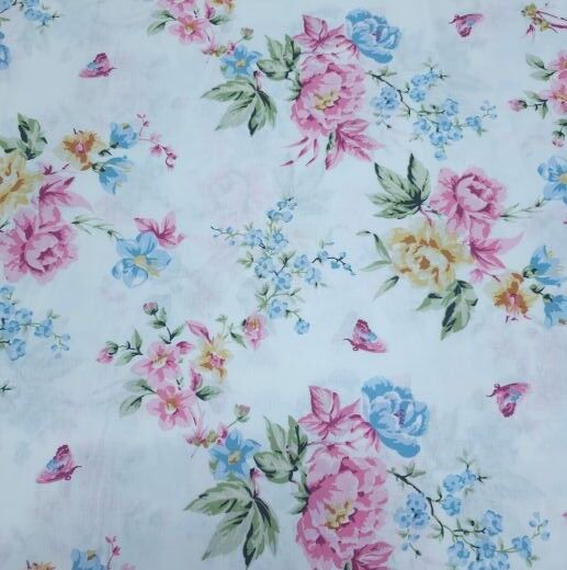 Yeni Buketler Poplin Kumaş pembe