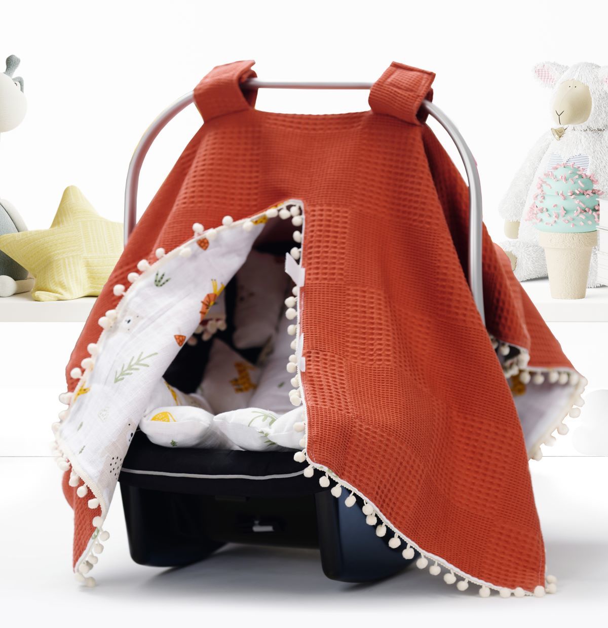 Puset Örtüsü  ve Minder  %100 Pamuk Pike ve Müslin Kumaştan