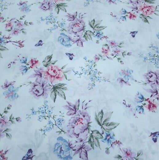 Yeni Buketler Poplin Kumaş mor