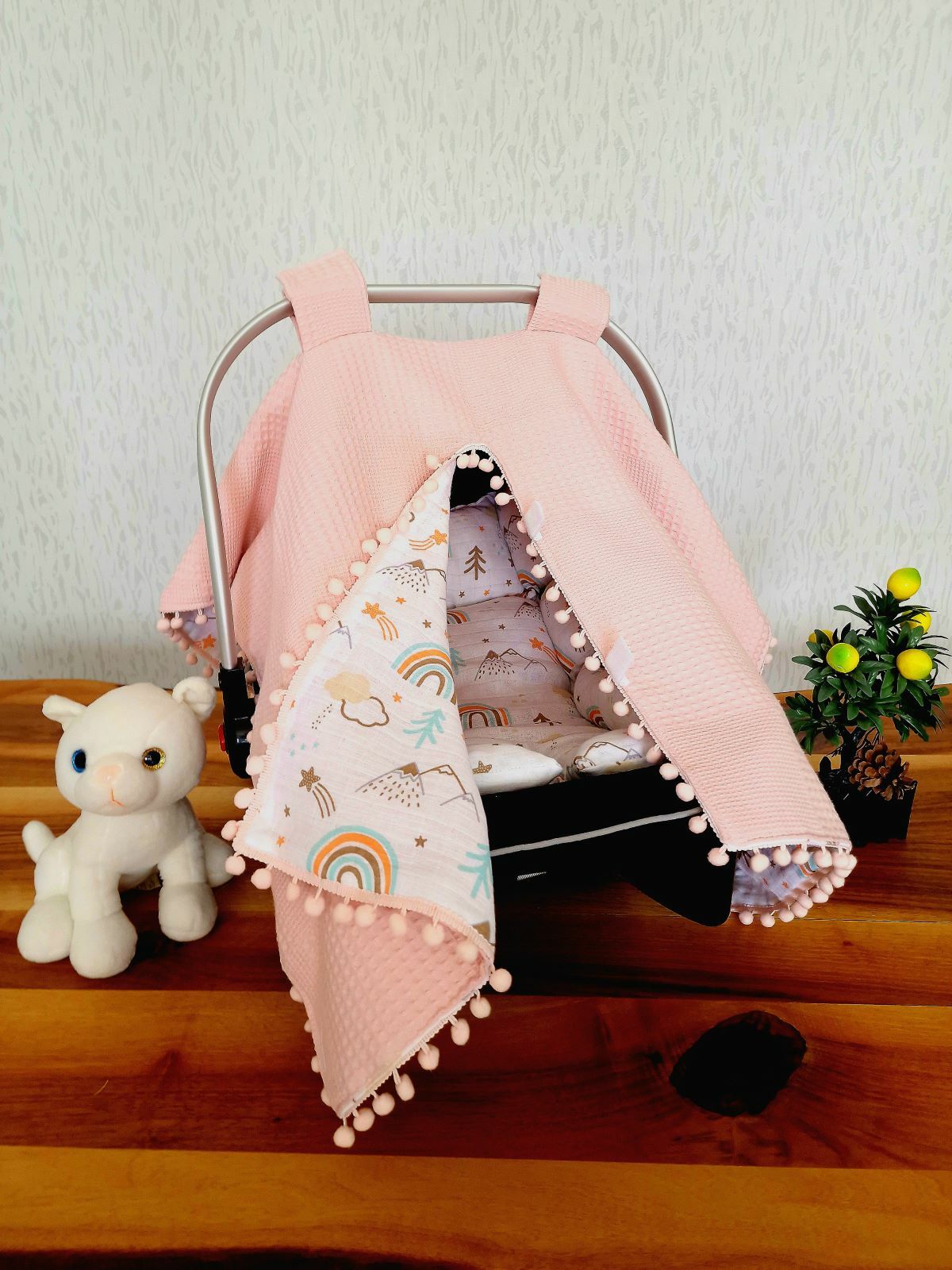 Puset Örtüsü  ve Minder  %100 Pamuk Pike ve Müslin Kumaştan