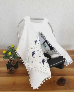 Puset Örtüsü  ve Minder  %100 Pamuk Pike ve Müslin Kumaştan