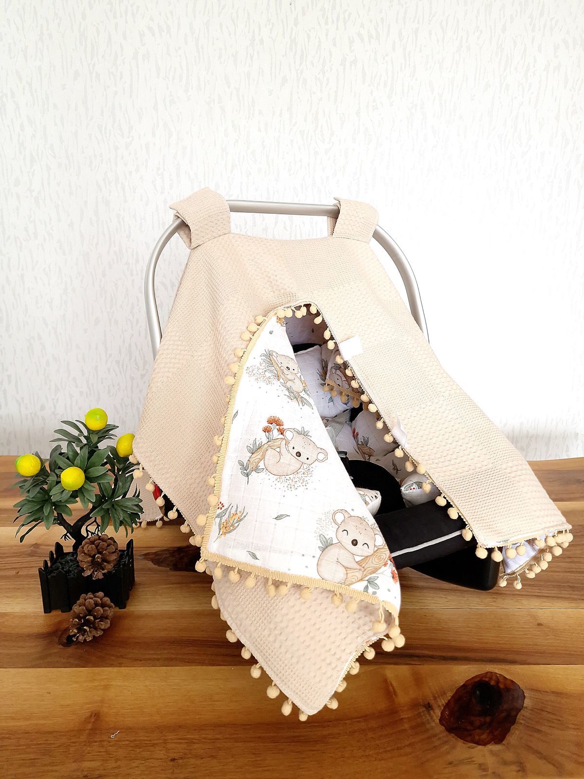 Puset Örtüsü  ve Minder  %100 Pamuk Pike ve Müslin Kumaştan