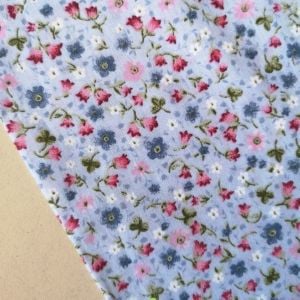 Minik Çiçekler Poplin Kumaş Mavi