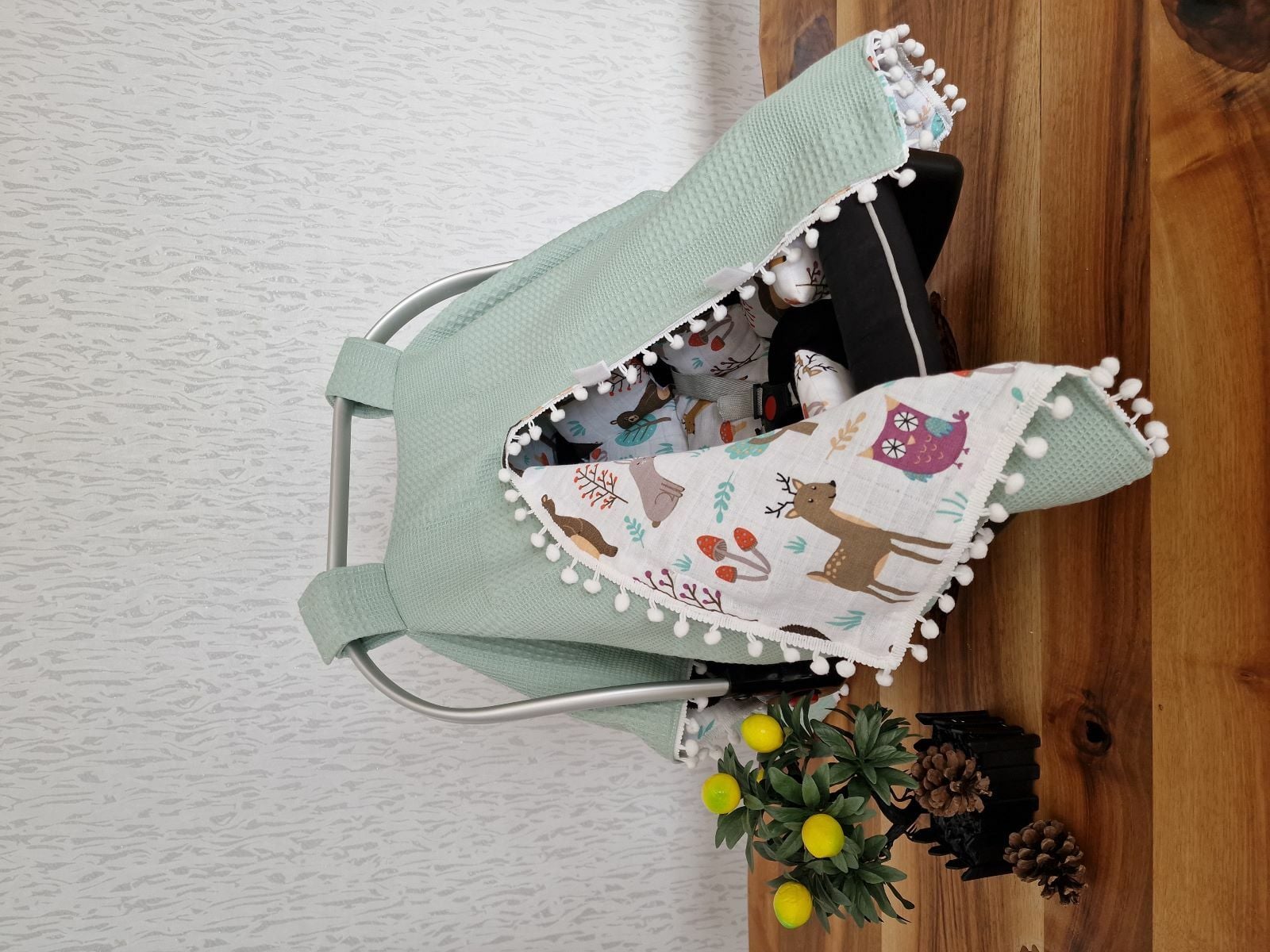 Puset Örtüsü  ve Minder  %100 Pamuk Pike ve Müslin Kumaştan