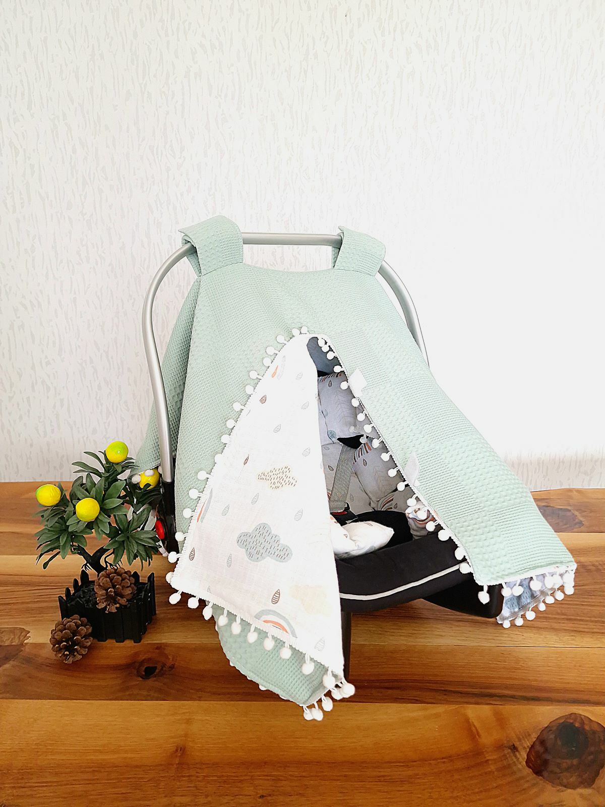 Puset Örtüsü  ve Minder  %100 Pamuk Pike ve Müslin Kumaştan