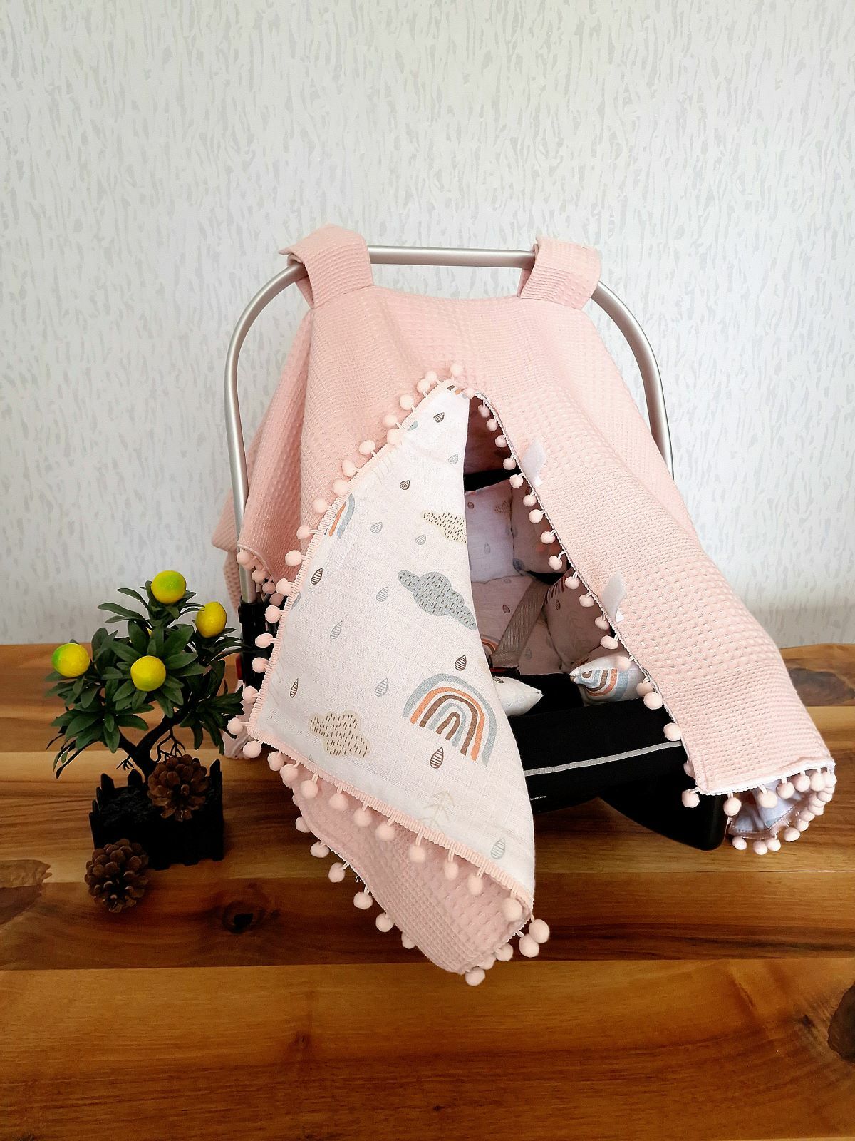 Puset Örtüsü  ve Minder  %100 Pamuk Pike ve Müslin Kumaştan