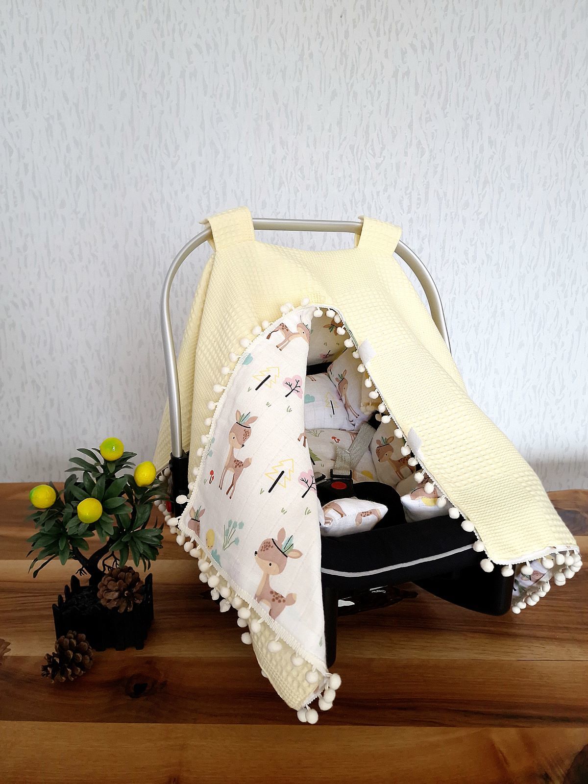 Puset Örtüsü  ve Minder  %100 Pamuk Pike ve Müslin Kumaştan