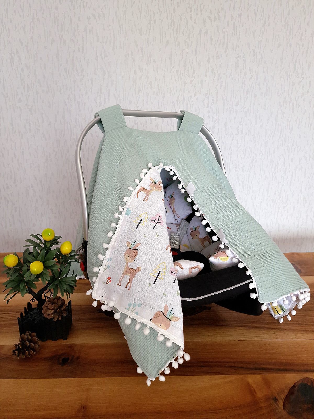 Puset Örtüsü  ve Minder  %100 Pamuk Pike ve Müslin Kumaştan