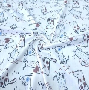 Sevimli Köpekler Raporlu Penye Kumaş