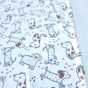 Sevimli Köpekler Raporlu Penye Kumaş