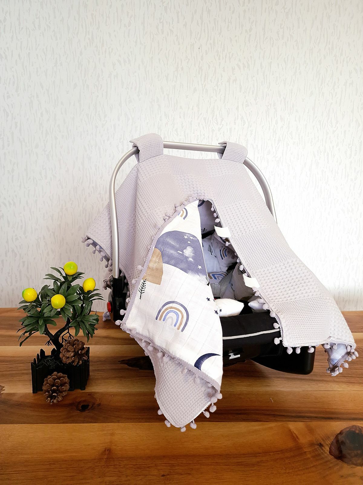 Puset Örtüsü  ve Minder  %100 Pamuk Pike ve Müslin Kumaştan