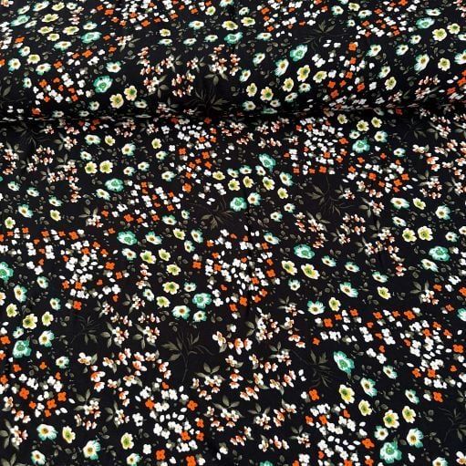 Ufak Çiçekli Viskon Kumaşlar siyah