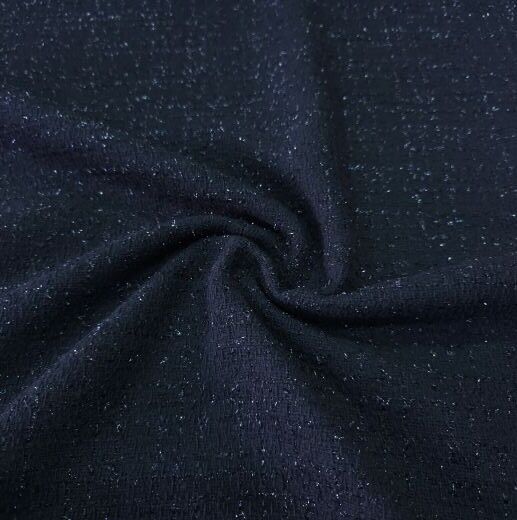 Siyaha Siyah Simli Şanel Kumaş