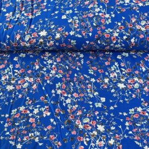 Papatya Dalları Viskon Kumaş mavi