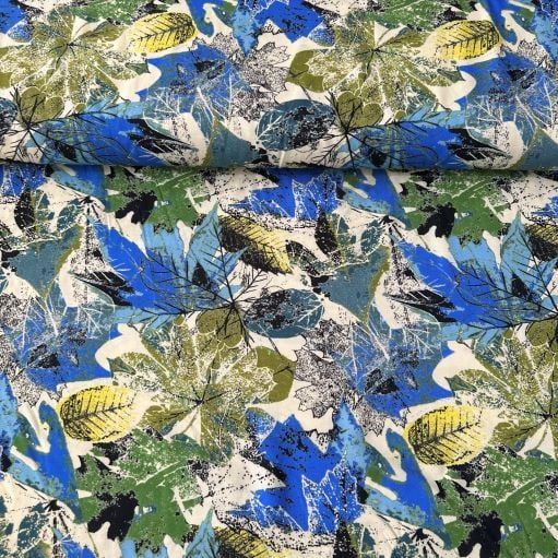 Modern Yapraklar Viskon Kumaş yeşil