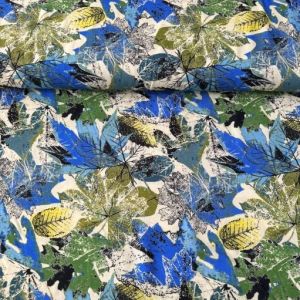 Modern Yapraklar Viskon Kumaş yeşil