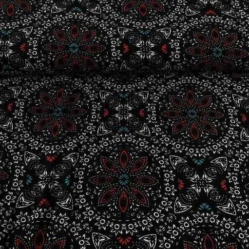 Türkmen Desen Viskon Kumaş kırmızı