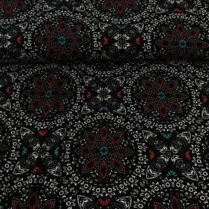 Türkmen Desen Viskon Kumaş kırmızı