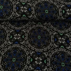 Türkmen Desen Viskon Kumaş mavi