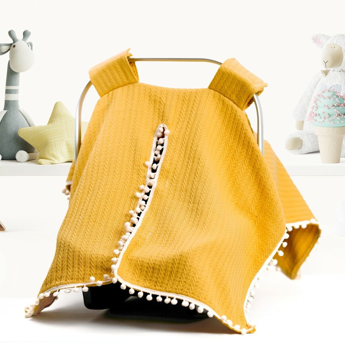 Puset örtüsü örgü pikeden 100% Pamuk hardal