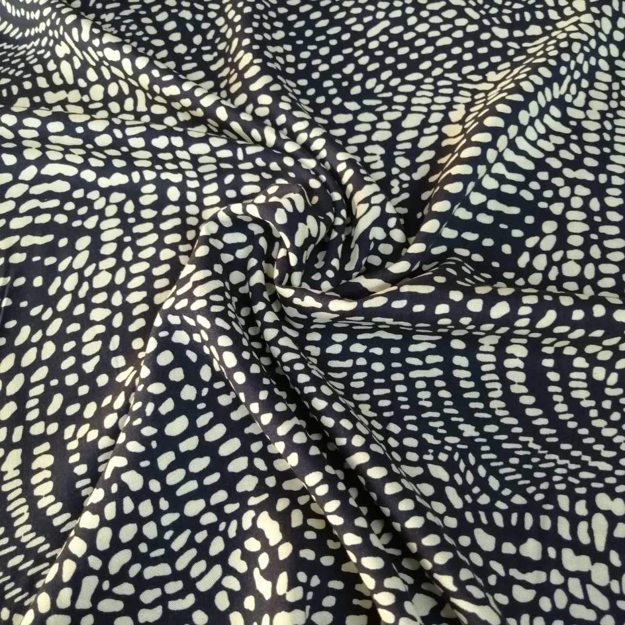 Damlacıklar Lacivert Viskon Kumaş