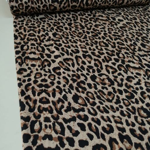 Yeni Leopar Viskon Kumaş kahverengi