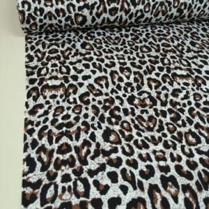 Yeni Leopar Viskon Kumaş krem