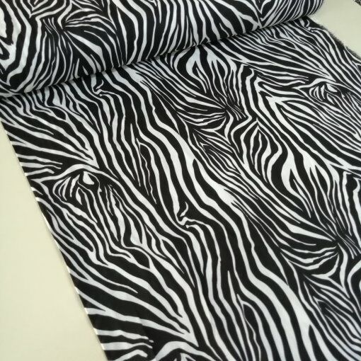 Zebra Desen Siyah Viskon Kumaş