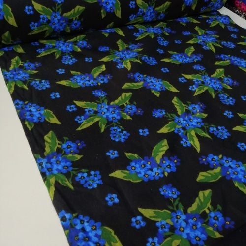 Toplu Çiçekler Divitin Pazen Kumaş siyah