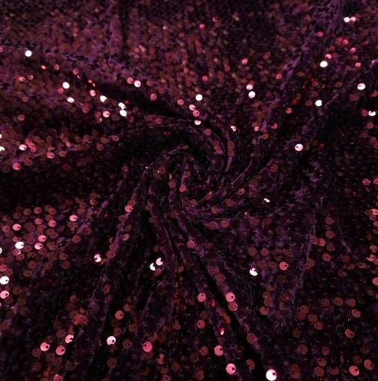 Pullu Kadife Kumaş Bordo